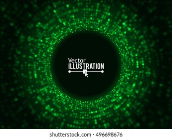 Abstract Digital Tunnel. Glowing Technology Background. Abstract Cyber Background for Your Designs. Vector Illustration.