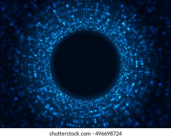 Abstract Digital Tunnel. Glowing Technology Background. Abstract Cyber Background for Your Designs. Vector Illustration.