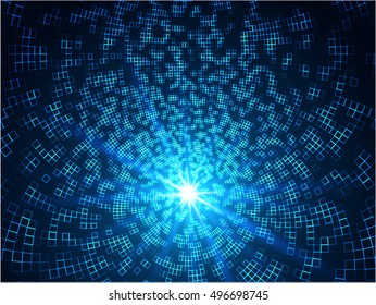 Abstract Digital Tunnel. Glowing Technology Background. Abstract Cyber Background for Your Designs. Vector Illustration.