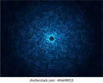 Abstract Digital Tunnel. Glowing Technology Background. Abstract Cyber Background for Your Designs. Vector Illustration.