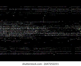 Abstrait numérique VHS Vidéo bruit pépin Image vectorielle arrière-plan. Texture d'affichage analogique endommagée. Effet pixel art de signal rétro incorrect.