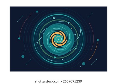 abstract digital vortex with flowing circular lin.