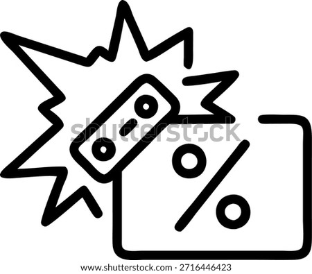 Abstract digital wallet exploding with savings concept as Medium shot of an abstract digital wallet exploding with various symbols of savings and discounts. Camera zooms out slowly revealing the full extent of the explosion. in Photo Stock Concept , copy space for advertisement or banner with Photo Realistic as high Quality Detail --ar 7:2
