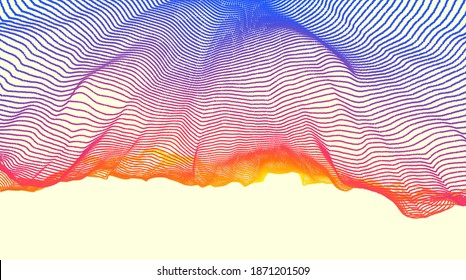 Abstract digital wave with dynamic particles. Sound wave. Big data visualization. 3d vector illustration for business, science or technology.