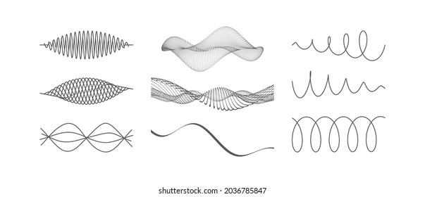 Abstract digital wave with dynamic particles. Sound waves set. Big data visualization. 3d vector illustration for business, science or technology.