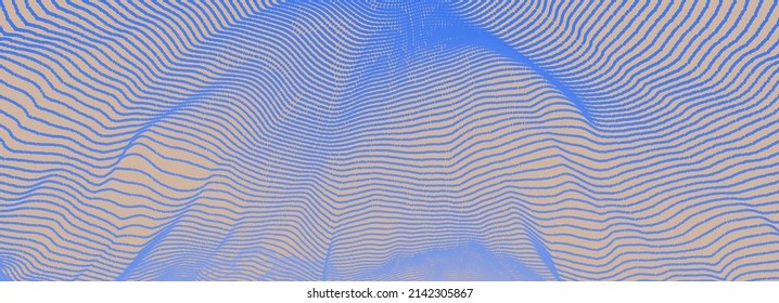 Abstract digital wave with dynamic particles. Sound wave. Big data visualization. 3d vector illustration for business, science or technology.