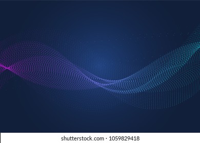 abstract digital wave or futuristic glowing particles. Vector wireframe illustration. Abstract technology concept background. molecular dot element.