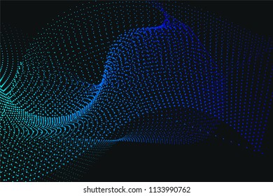 abstract digital wave or futuristic glowing particles. Vector wireframe illustration. Abstract technology concept background. molecular dot element.