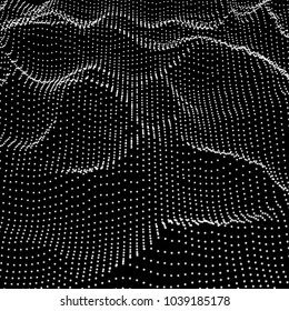 Abstract digital wave grid consist of particles . Futuristic vector illustration . Connection visualization .