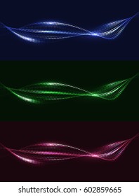Abstract digital wave and line on different backgrounds