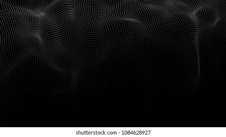 Abstract digital wave particle. Futuristic point wave. Big data. Abstract wave in dark background.