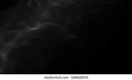 Abstract digital wave particle. Futuristic point wave. Big data. Abstract wave in dark background.