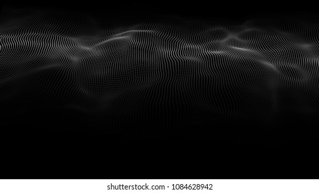 Abstract digital wave particle. Futuristic point wave. Big data. Abstract wave in dark background.