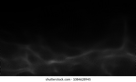 Abstract digital wave particle. Futuristic point wave. Big data. Abstract wave in dark background.