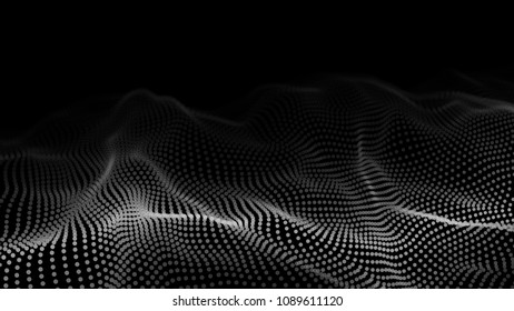 Abstract digital wave particle. Futuristic point wave. Big data. Abstract wave in dark background.