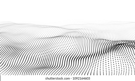 Abstract digital wave particle. Futuristic point wave. Big data. Abstract wave in white background.