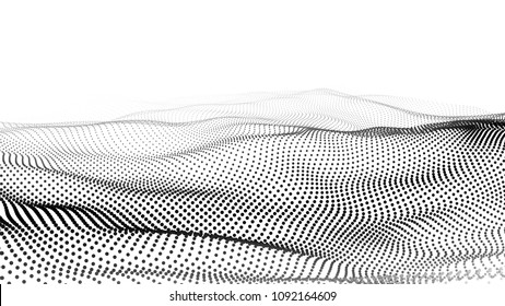 Abstract digital wave particle. Futuristic point wave. Big data. Abstract wave in white background.