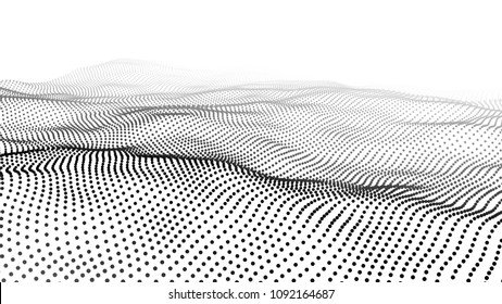 Abstract digital wave particle. Futuristic point wave. Big data. Abstract wave in white background.