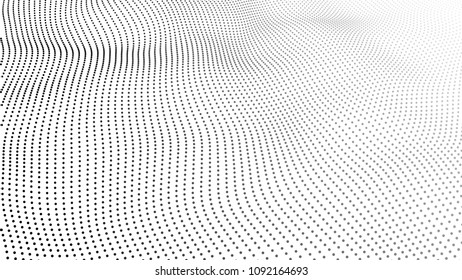 Abstract digital wave particle. Futuristic point wave. Big data. Abstract wave in white background.