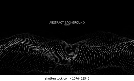 Abstract digital wave particle. Futuristic point wave. Big data. Abstract wave in white background.