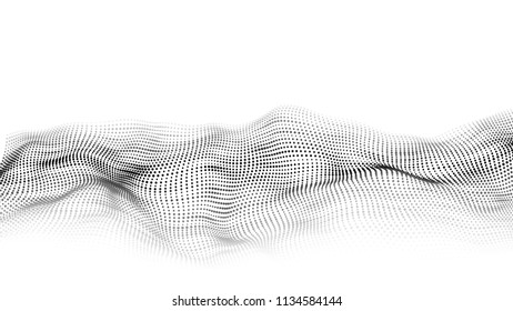 Abstract digital wave particle. Abstract music background. Futuristic point wave. Big data. Vector illustration.