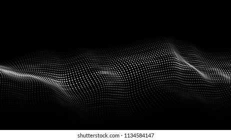 Abstract digital wave particle. Abstract music background. Futuristic point wave. Big data. Vector illustration.
