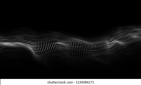 Abstract digital wave particle. Abstract music background. Futuristic point wave. Big data. Vector illustration.