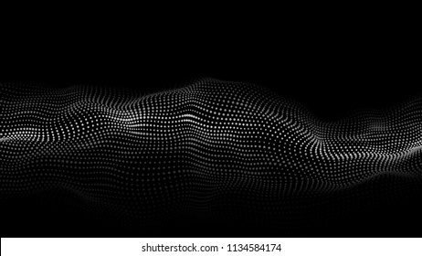 Abstract digital wave particle. Abstract music background. Futuristic point wave. Big data. Vector illustration.