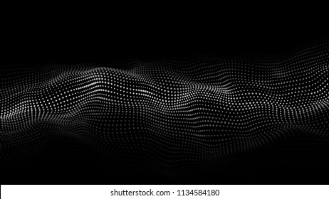 Abstract digital wave particle. Abstract music background. Futuristic point wave. Big data. Vector illustration.