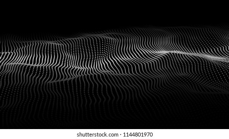 Abstract digital wave particle. Abstract music background. Futuristic point wave. Big data. Vector illustration.