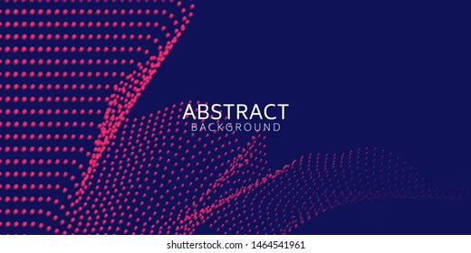 Abstract digital wave particle on blue background. Big data visualization concept. Vector Illsutration.