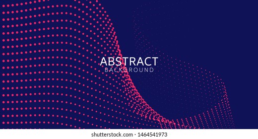 Abstract digital wave particle on blue background. Big data visualization concept. Vector Illsutration.