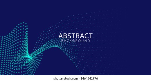 Abstract digital wave particle on blue background. Big data visualization concept. Vector Illsutration.