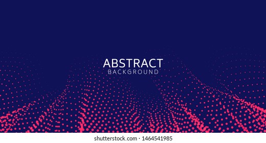 Abstract digital wave particle on blue background. Big data visualization concept. Vector Illsutration.