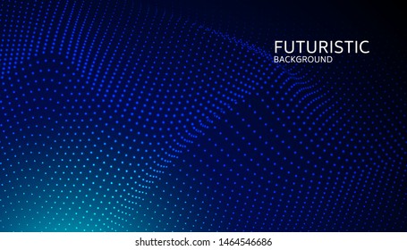 Abstract digital wave particle on blue background. Big data visualization concept. Vector Illsutration.