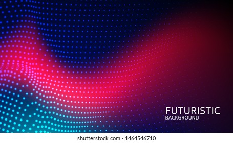 Abstract digital wave particle on blue background. Big data visualization concept. Vector Illsutration.