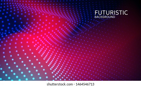 Abstract digital wave particle on blue background. Big data visualization concept. Vector Illsutration.