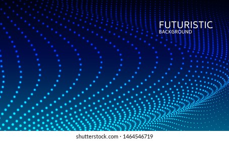 Abstract digital wave particle on blue background. Big data visualization concept. Vector Illsutration.