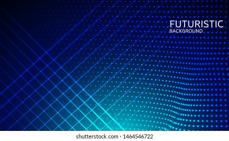 Abstract digital wave particle on blue background. Big data visualization concept. Vector Illsutration.