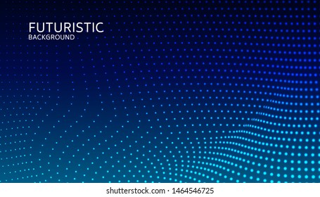Abstract digital wave particle on blue background. Big data visualization concept. Vector Illsutration.