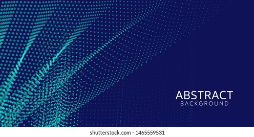 Abstract digital wave particle on blue background. Big data visualization concept. Vector Illsutration.