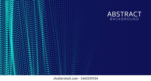 Abstract digital wave particle on blue background. Big data visualization concept. Vector Illsutration.