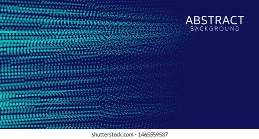 Abstract digital wave particle on blue background. Big data visualization concept. Vector Illsutration.