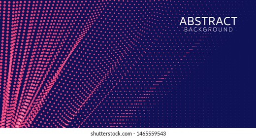 Abstract digital wave particle on blue background. Big data visualization concept. Vector Illsutration.
