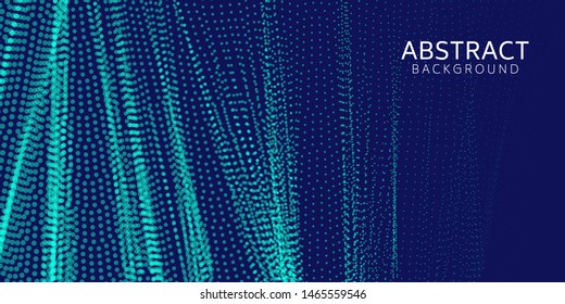 Abstract digital wave particle on blue background. Big data visualization concept. Vector Illsutration.