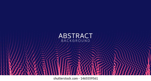 Abstract digital wave particle on blue background. Big data visualization concept. Vector Illsutration.