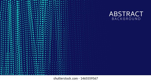 Abstract digital wave particle on blue background. Big data visualization concept. Vector Illsutration.