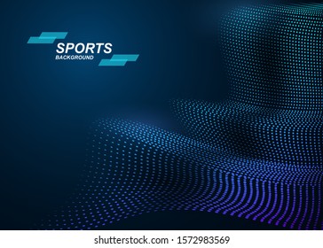 Abstract digital wave particle on blue background. Vector Illustration