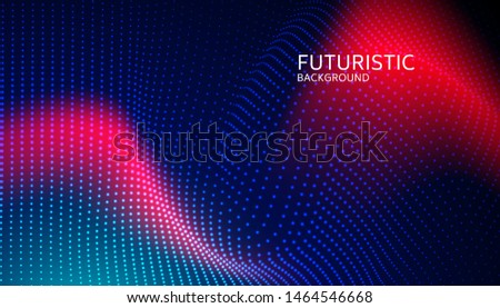 Abstract digital wave particle on blue background. Big data visualization concept. Vector Illsutration.