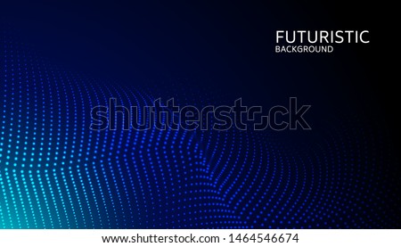 Abstract digital wave particle on blue background. Big data visualization concept. Vector Illsutration.